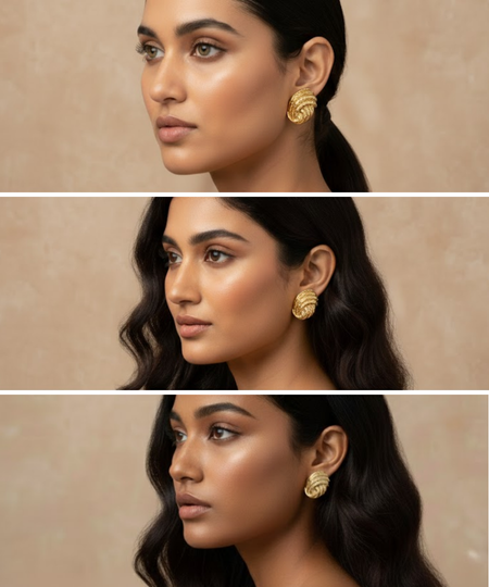 Rippled Radiance Earrings by Imaraya, gold plated textured stud earrings, hypoallergenic