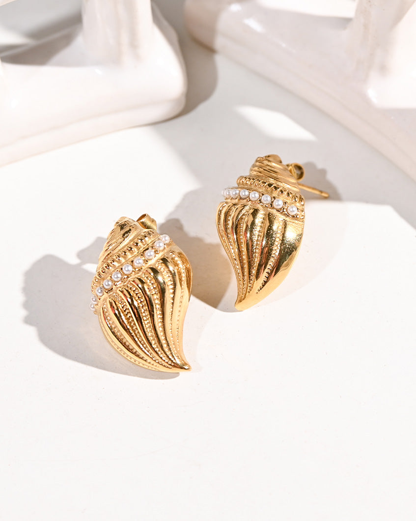 Golden Conch Studs