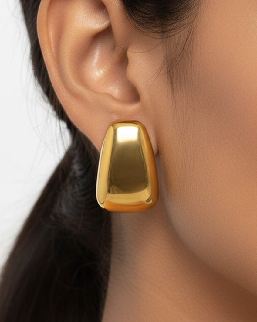 Unshaken Earrings - Sculptural gold drop earrings. Lightweight, anti-tarnish & hypoallergenic for everyday confidence.
