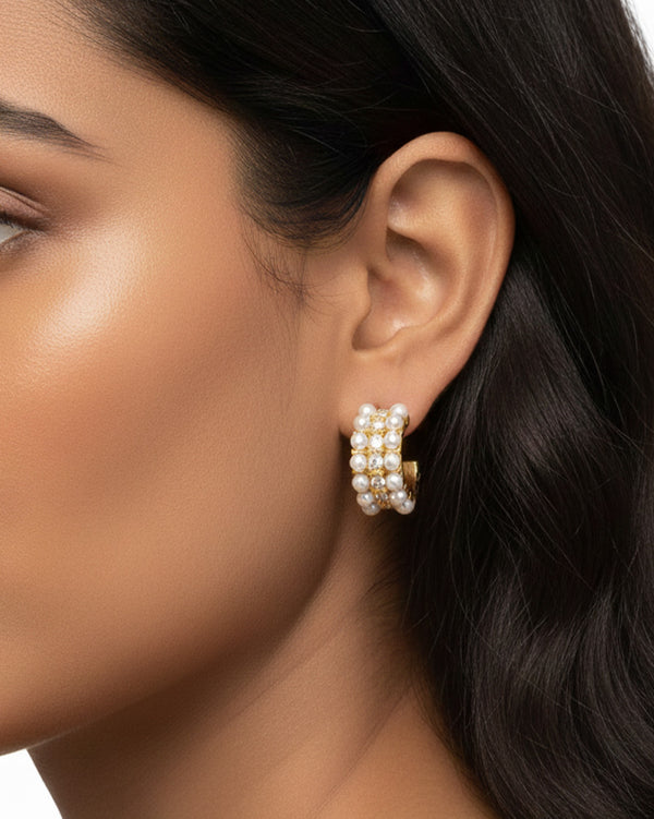 Empowered Pearl Earrings by Imaraya – pearl gold plated earrings, hypoallergenic anti-tarnish jewelry