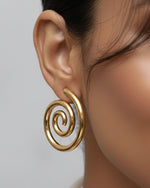 Load image into Gallery viewer, Becoming Tide Earrings by Imaraya – ocean inspired gold plated earrings, hypoallergenic jewelry
