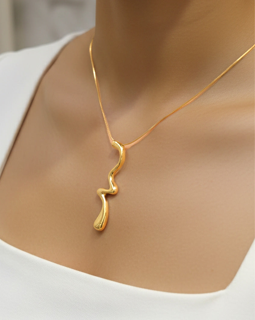 Molten wave necklace by imaraya – fluid gold plated wave necklace, hypoallergenic jewelry