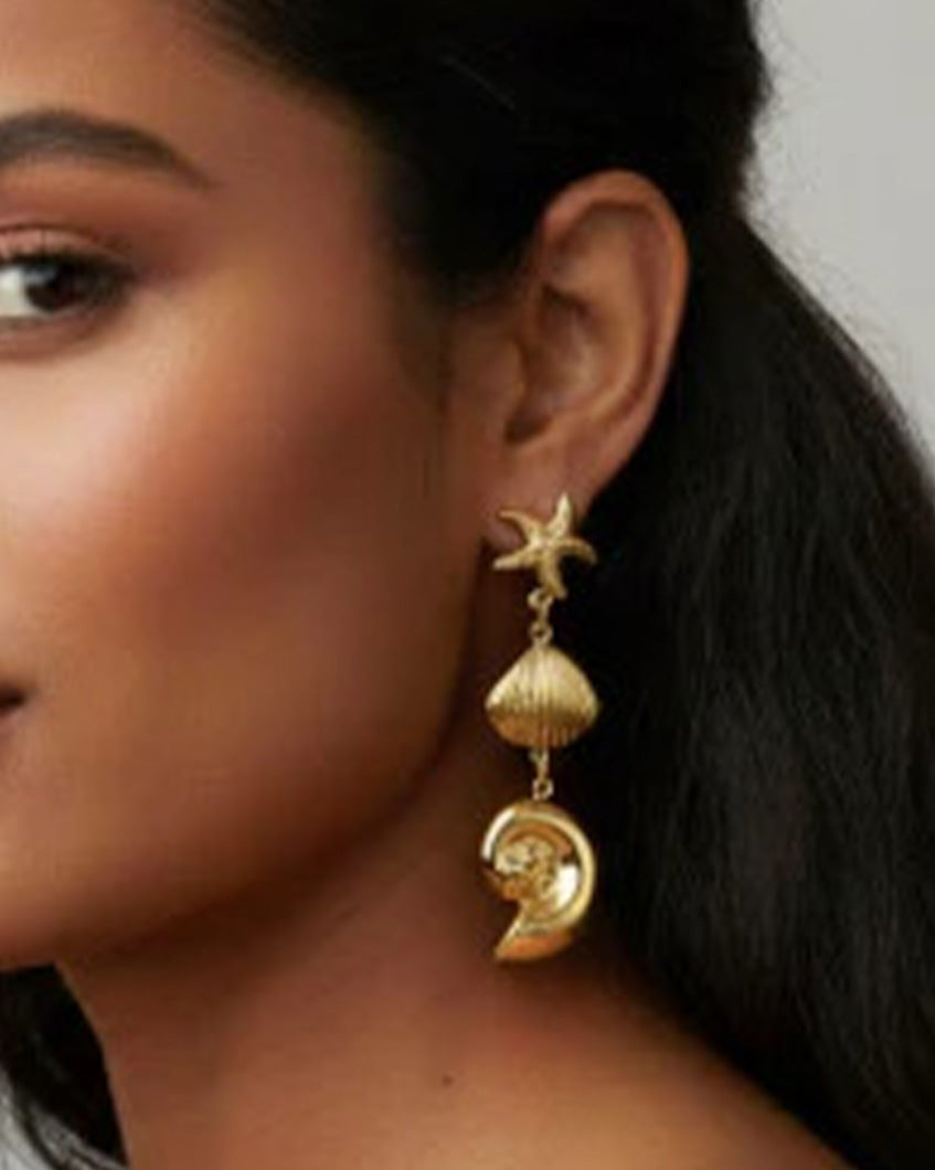 Saltwater Shore Earrings by Imaraya – coastal inspired gold plated earrings, hypoallergenic jewelry