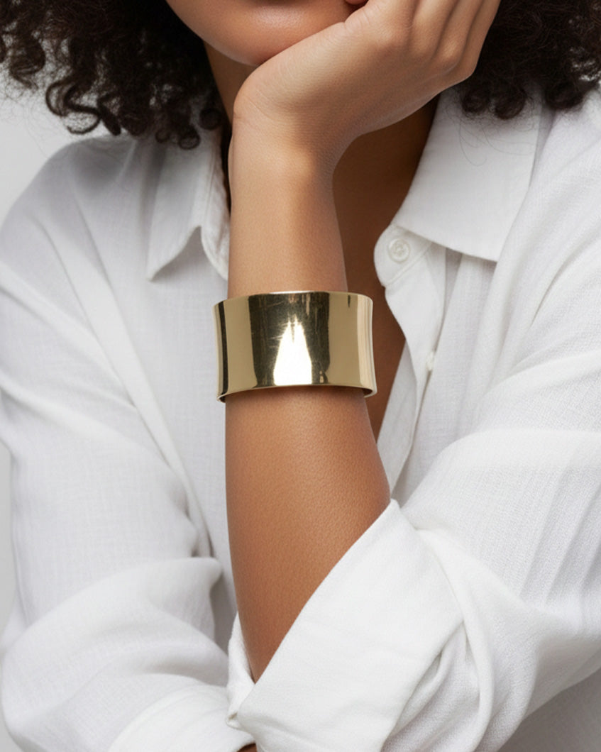 Unapologetically me cuff by imaraya – bold gold plated cuff bracelet, hypoallergenic anti tarnish jewelry