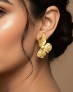 Load image into Gallery viewer, Perfectly Imperfect Earrings - Sculpted butterfly gold studs. Lightweight, luminous &amp; hypoallergenic for everyday wear.
