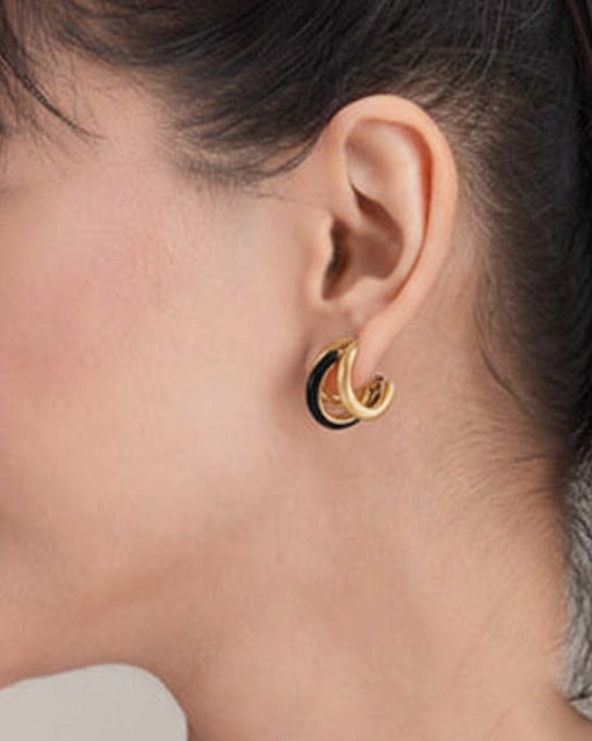 Dual radiance hoops by imaraya – modern gold plated hoop earrings, hypoallergenic jewelry