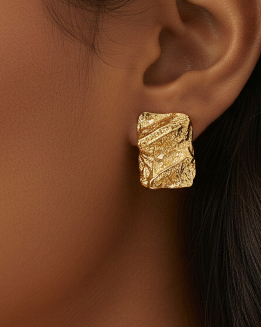 Untamed earrings by imaraya – sculptural gold plated earrings, hypoallergenic anti tarnish jewelry