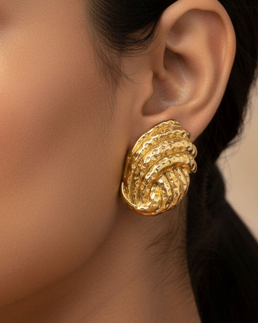 Rippled radiance earrings by imaraya – textured gold plated earrings, hypoallergenic jewelry
