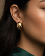 Load image into Gallery viewer, Stone Hearted Earrings by Imaraya – gold plated bold earrings, hypoallergenic anti-tarnish women’s jewelry
